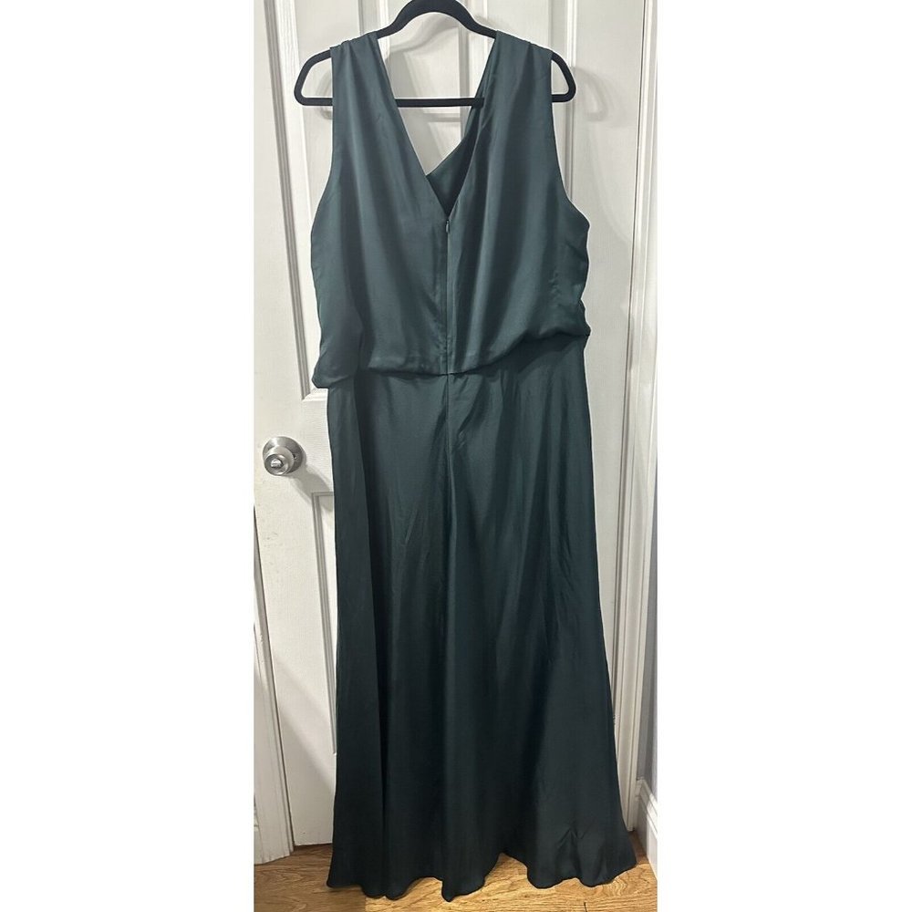 BHLDN Espen Satin Maxi Dress Emerald Green Prom Bridesmaid Size 24W